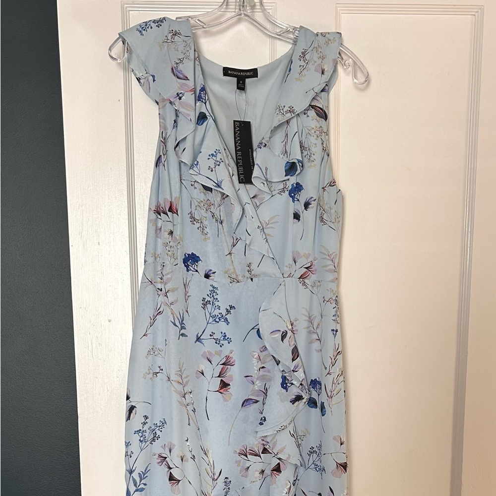 Banana Republic Floral High Low Dress - Light Blue